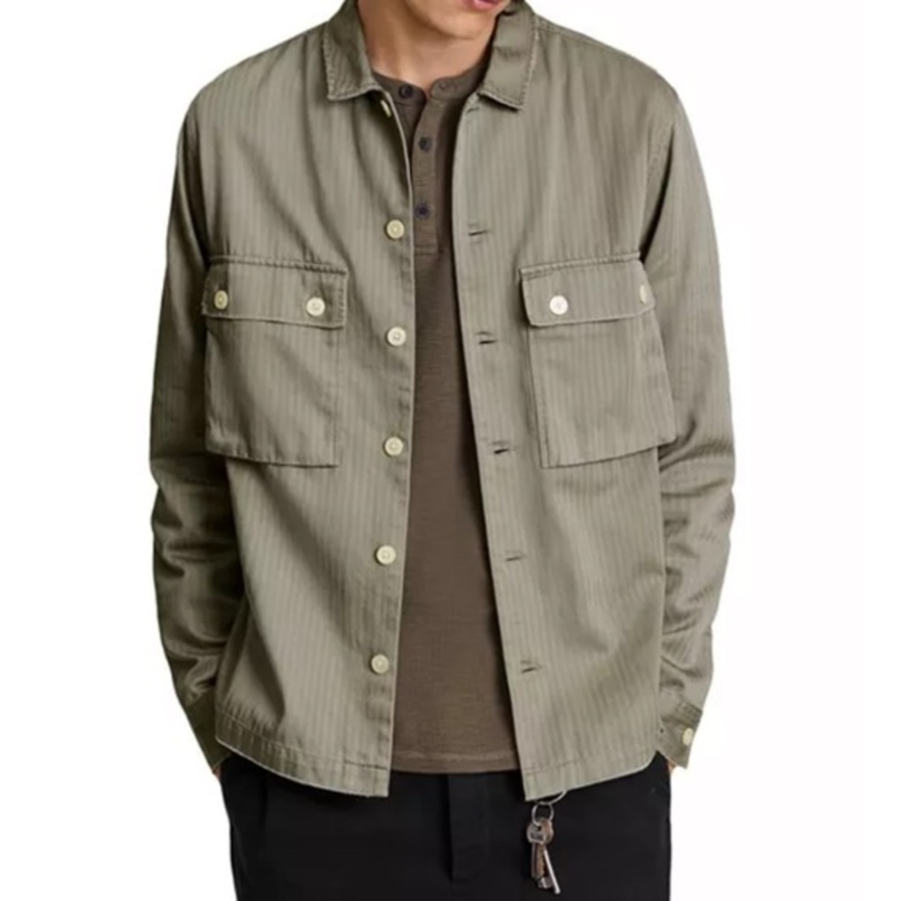 AllSaints Men's Relaxed Fit Carrier Shirt in Pier Gray Size Extra Small NWT